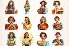 Thanksgiving Pop Art Woman Clipart Bundle - CraftNest - Digital Crafting and Art