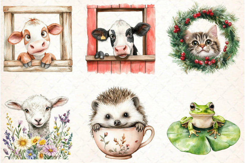 Funny Cute Animal Peeking Clipart Bundle - CraftNest - Digital Crafting and Art