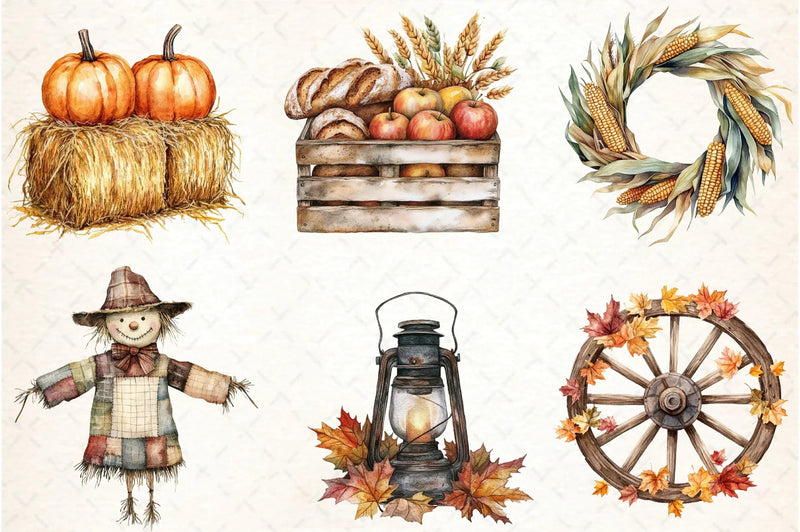 Rustic Farm Thanksgiving Clipart Bundle - CraftNest - Digital Crafting and Art