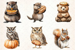 Woodland Animals Thanksgiving Clipart Bundle - CraftNest - Digital Crafting and Art