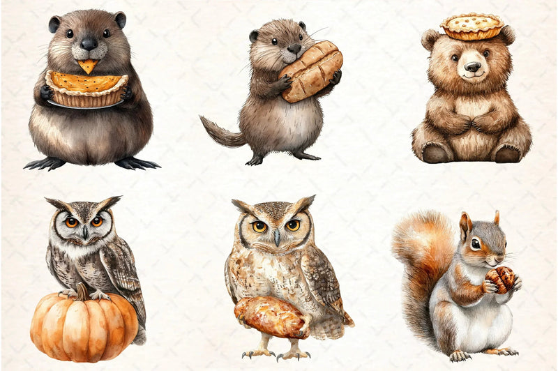 Woodland Animals Thanksgiving Clipart Bundle - CraftNest - Digital Crafting and Art