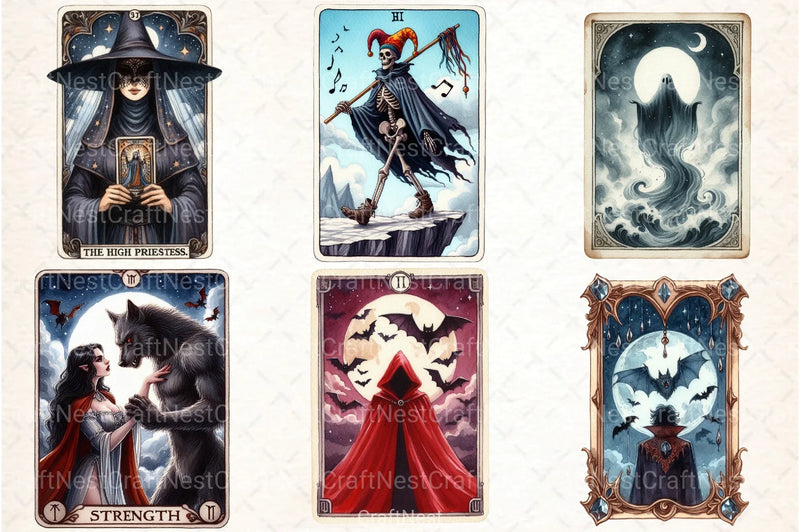 Halloween Vintage Tarot Card Clipart Bundle - CraftNest - Digital Crafting and Art