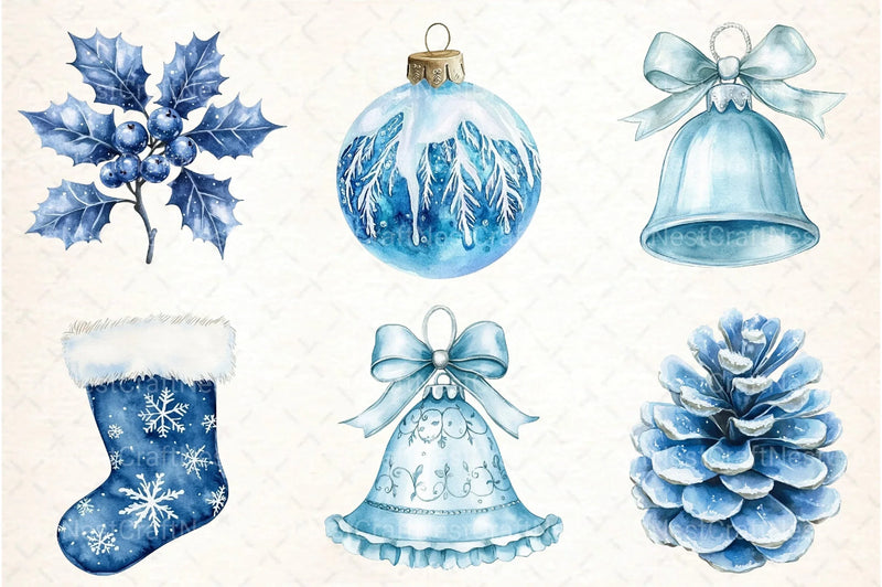Christmas Blue Clipart Bundle - CraftNest - Digital Crafting and Art