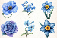 Blue Flowers Clipart Bundle - CraftNest - Digital Crafting and Art