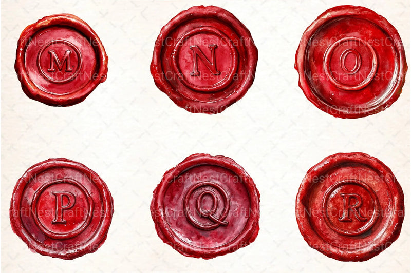 Seal Wax Letter Red Stamp Clipart Bundle - CraftNest - Digital Crafting and Art