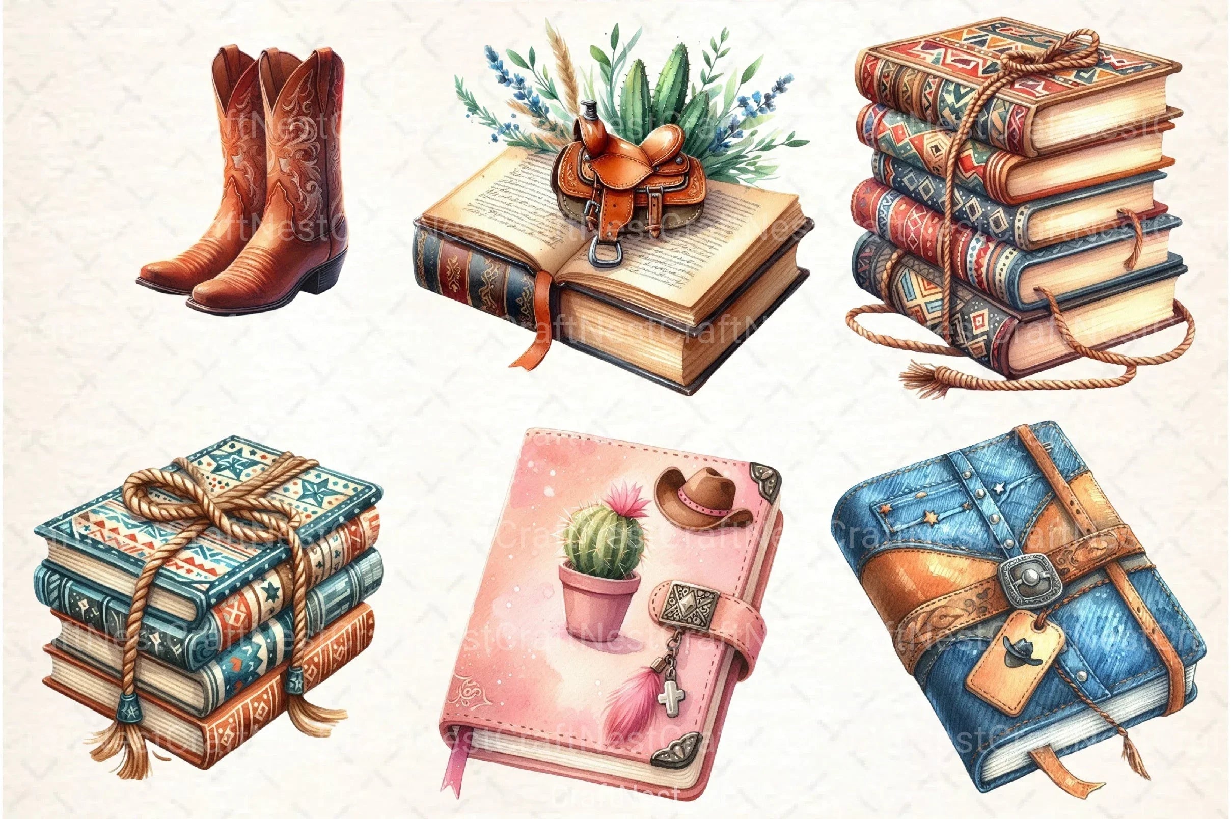 Western Cowgirl Book Clipart Bundle 2 - CraftNest - Digital Crafting and Art