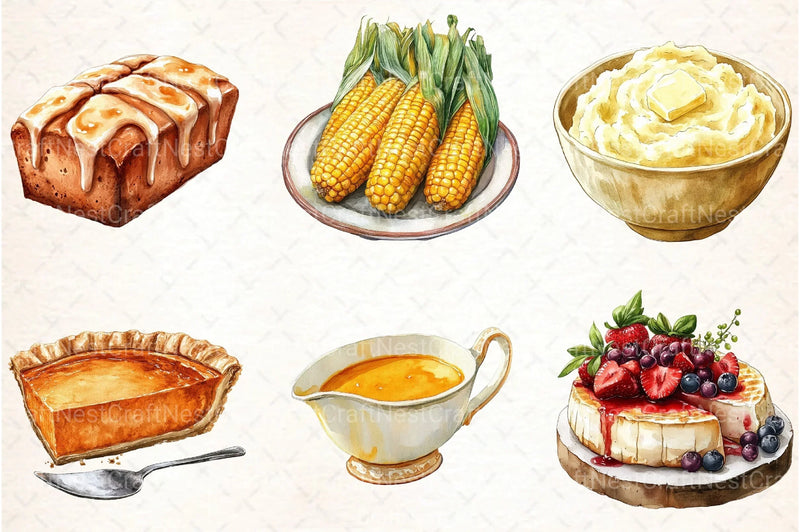 Cozy Fall Thanksgiving Food Clipart Bundle - CraftNest - Digital Crafting and Art