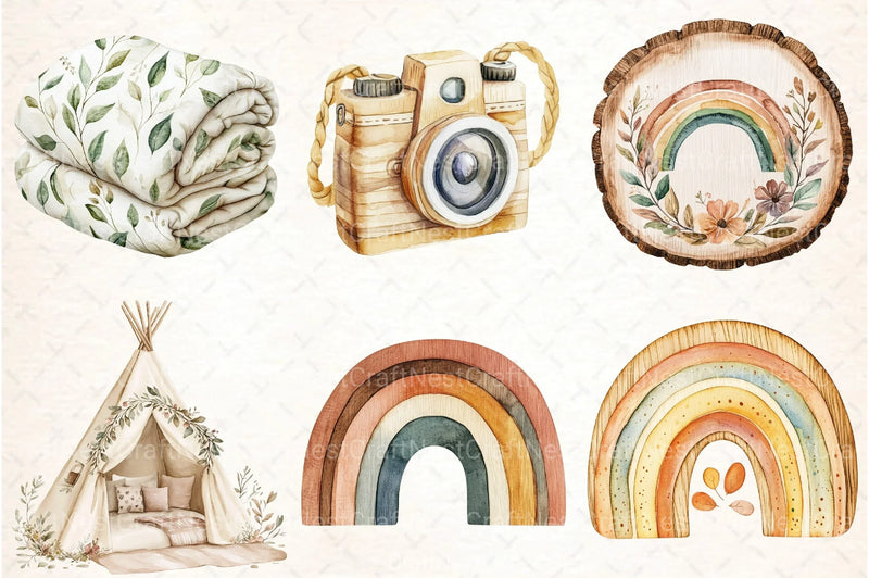 Boho Nursery Clipart Bundle for Baby Shower - CraftNest - Digital Crafting and Art
