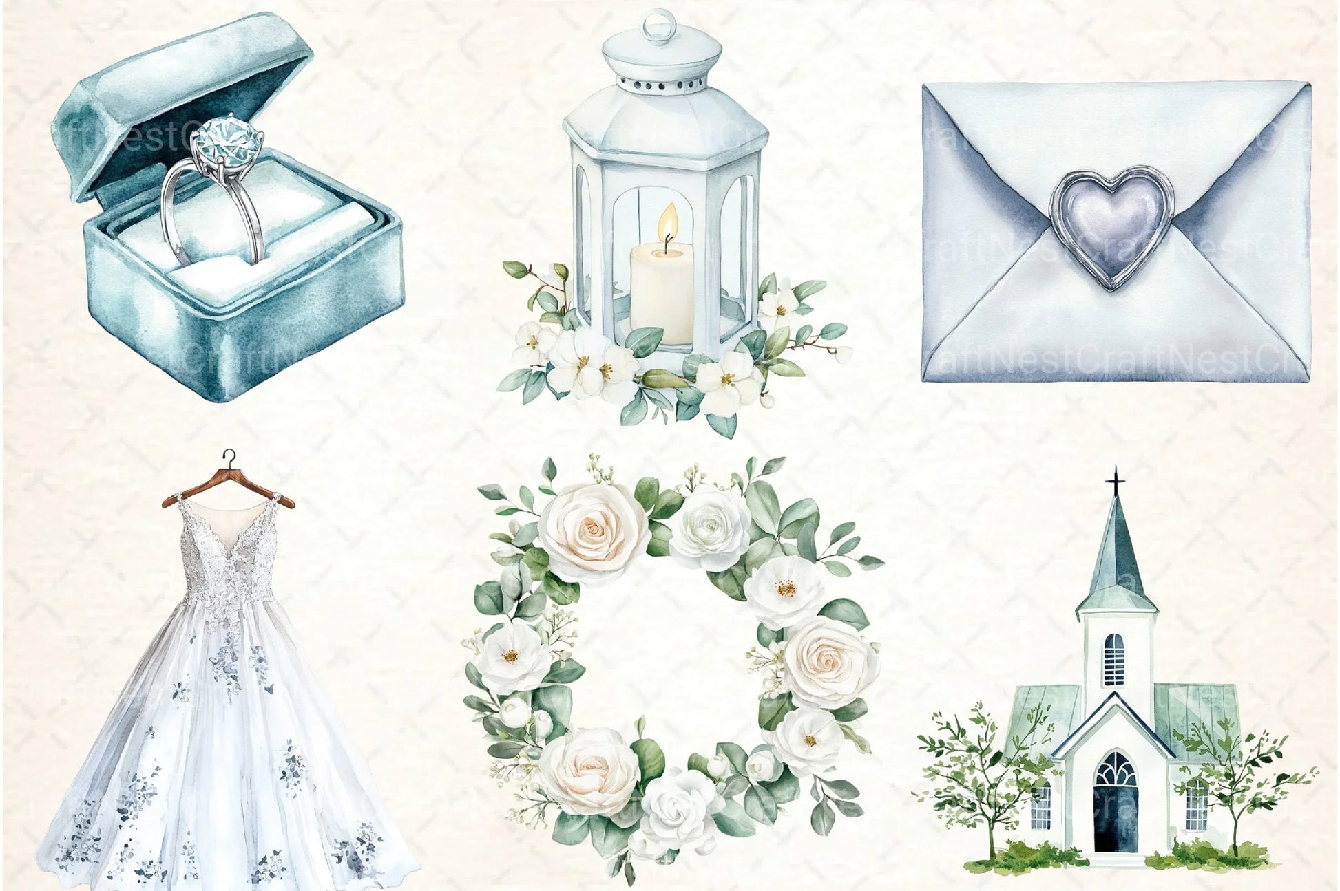White Wedding Day Clipart Bundle - CraftNest - Digital Crafting and Art