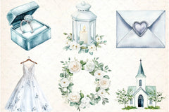 White Wedding Day Clipart Bundle - CraftNest - Digital Crafting and Art