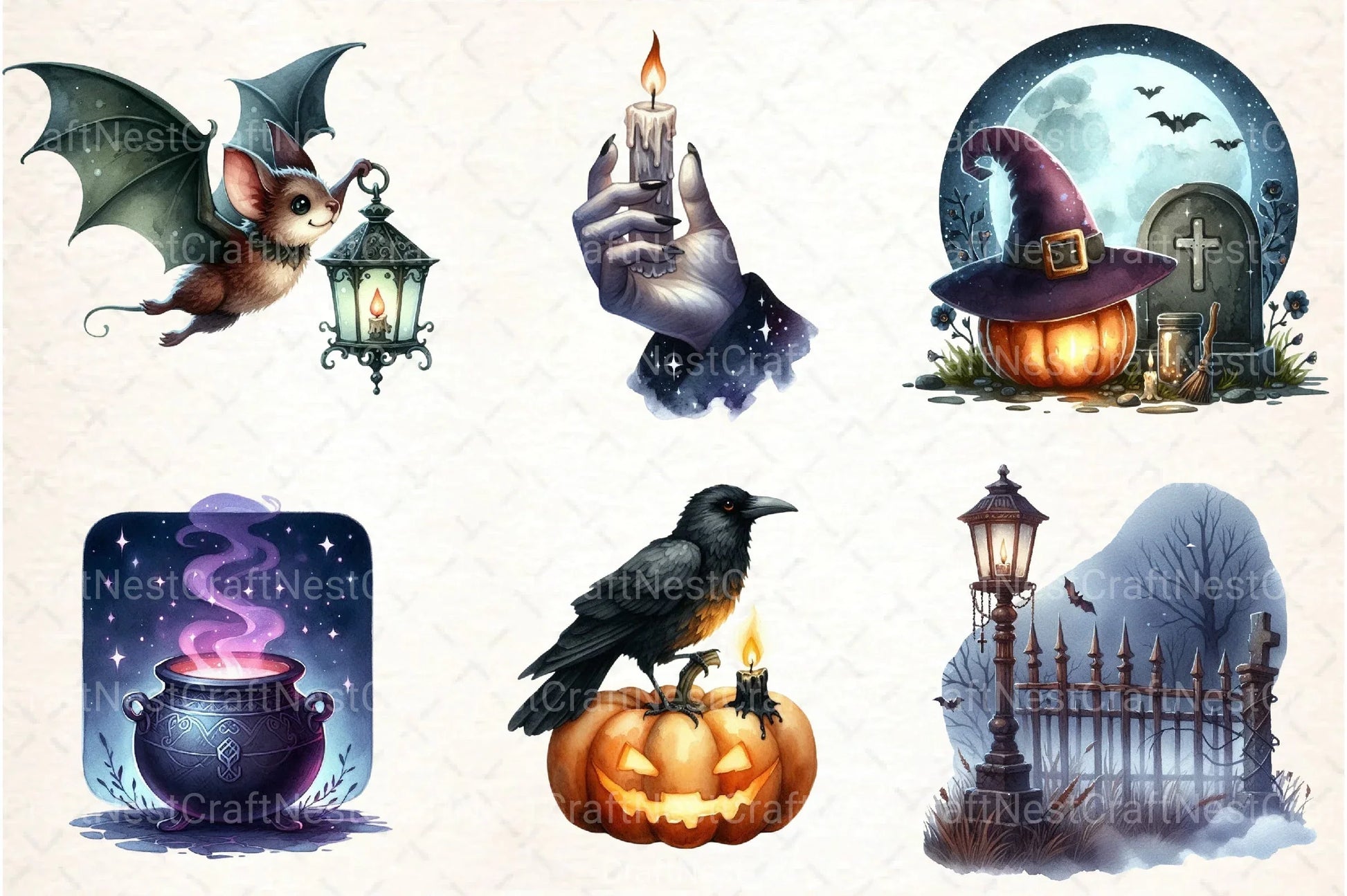 Halloween Evening Clipart Bundle - CraftNest - Digital Crafting and Art