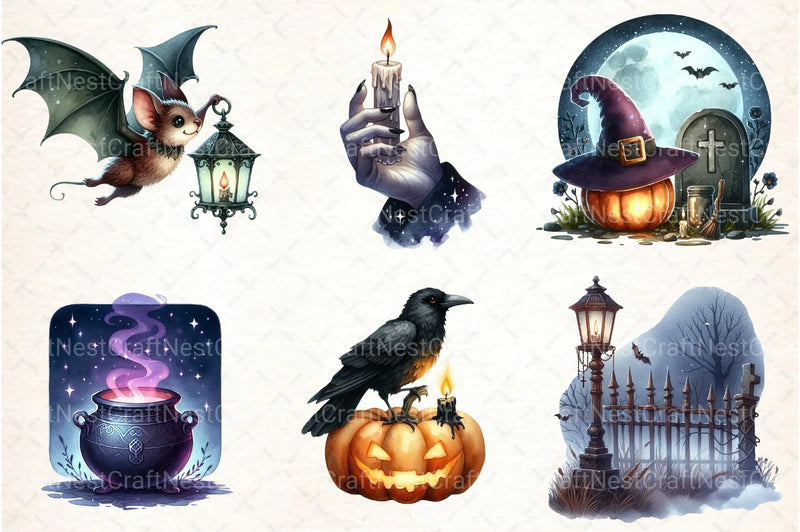 Halloween Evening Clipart Bundle - CraftNest - Digital Crafting and Art