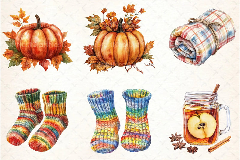 Cozy Autumn Thanksgiving Clipart Bundle - CraftNest - Digital Crafting and Art