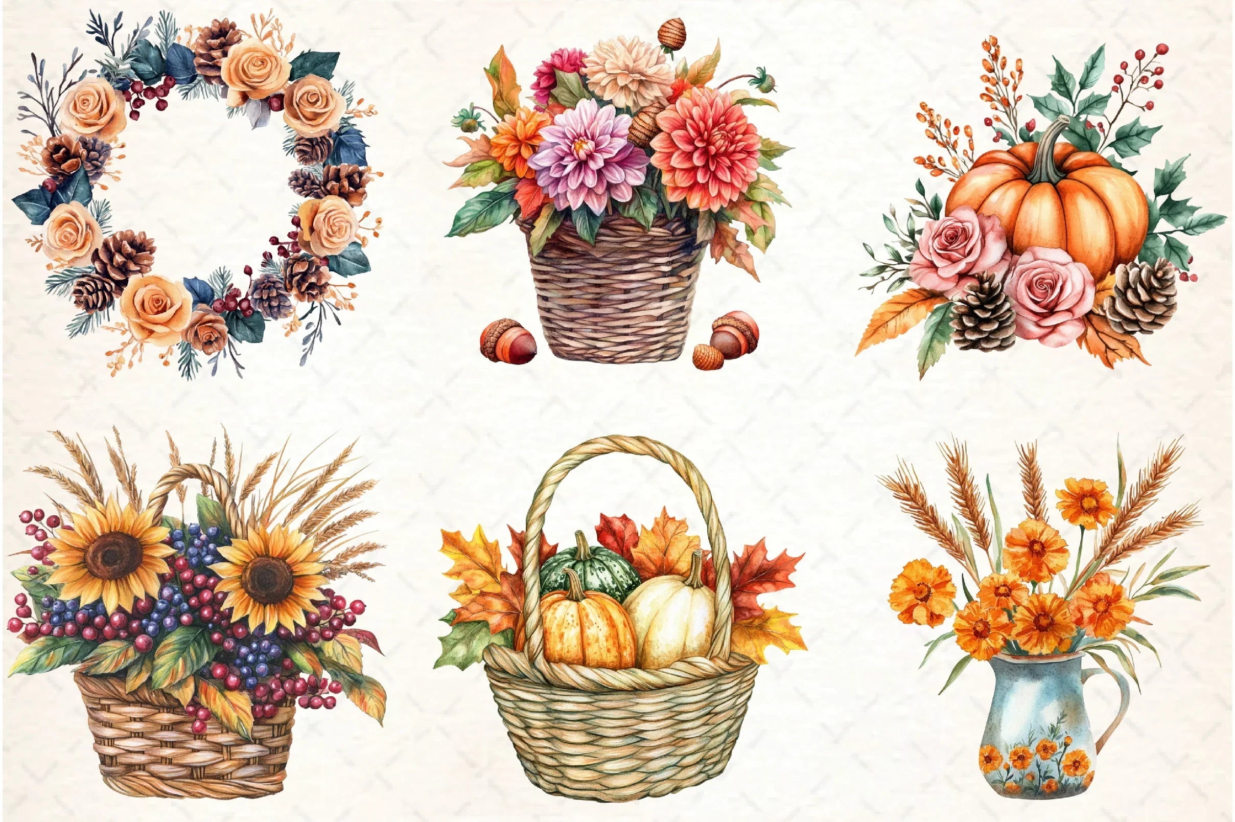 Thanksgiving Floral Arrangement Clipart Bundle - CraftNest - Digital Crafting and Art