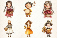 Pilgrim and Native American Characters Clipart Bundle - CraftNest - Digital Crafting and Art