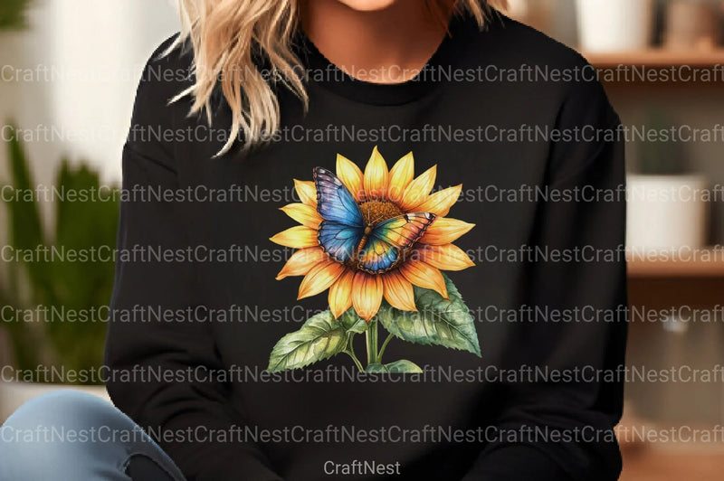 Colorful Flowers and Butterflies Clipart Bundle - CraftNest - Digital Crafting and Art