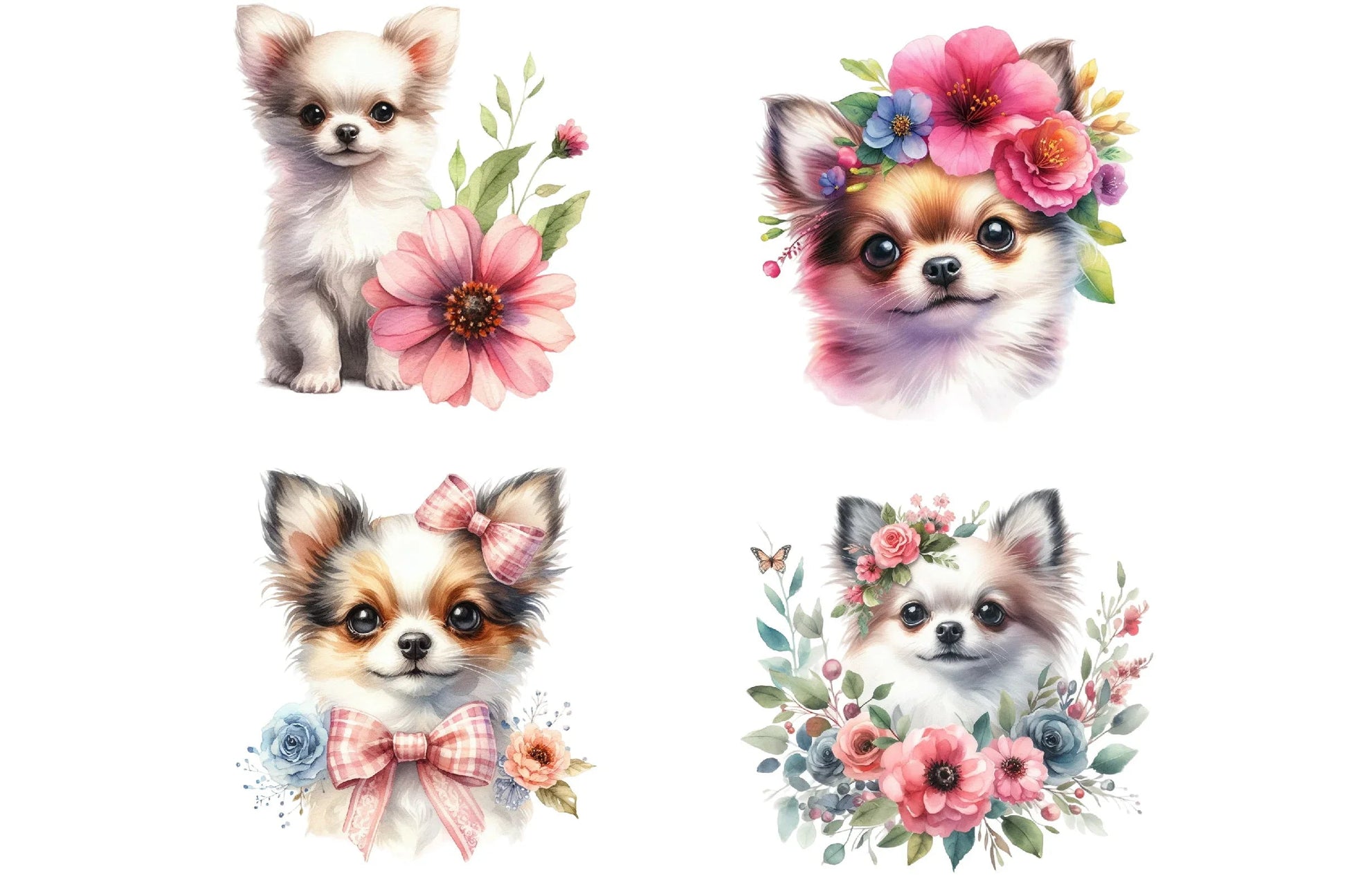 Floral Chihuahua Clipart Bundle - CraftNest - Digital Crafting and Art