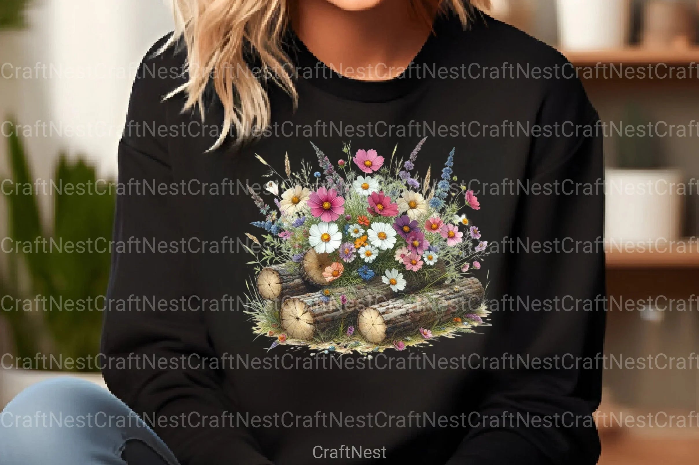 Wildflowers on Logs Clipart Bundle - CraftNest - Digital Crafting and Art