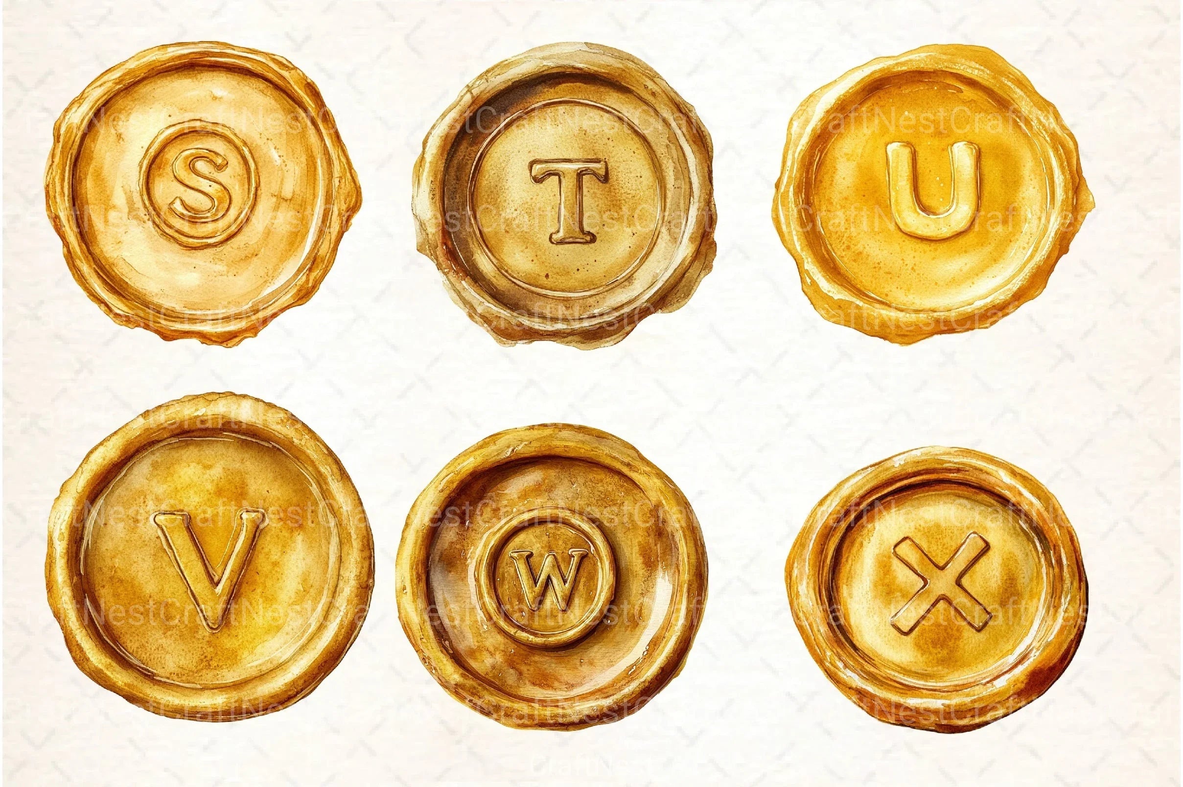 Seal Wax Letter Golden Stamp Clipart Bundle - CraftNest - Digital Crafting and Art