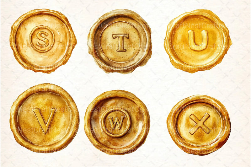 Seal Wax Letter Golden Stamp Clipart Bundle - CraftNest - Digital Crafting and Art