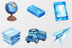 Blue School Clipart Bundle - CraftNest - Digital Crafting and Art
