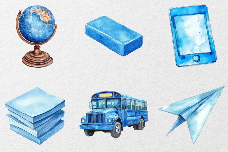 Blue School Clipart Bundle - CraftNest - Digital Crafting and Art
