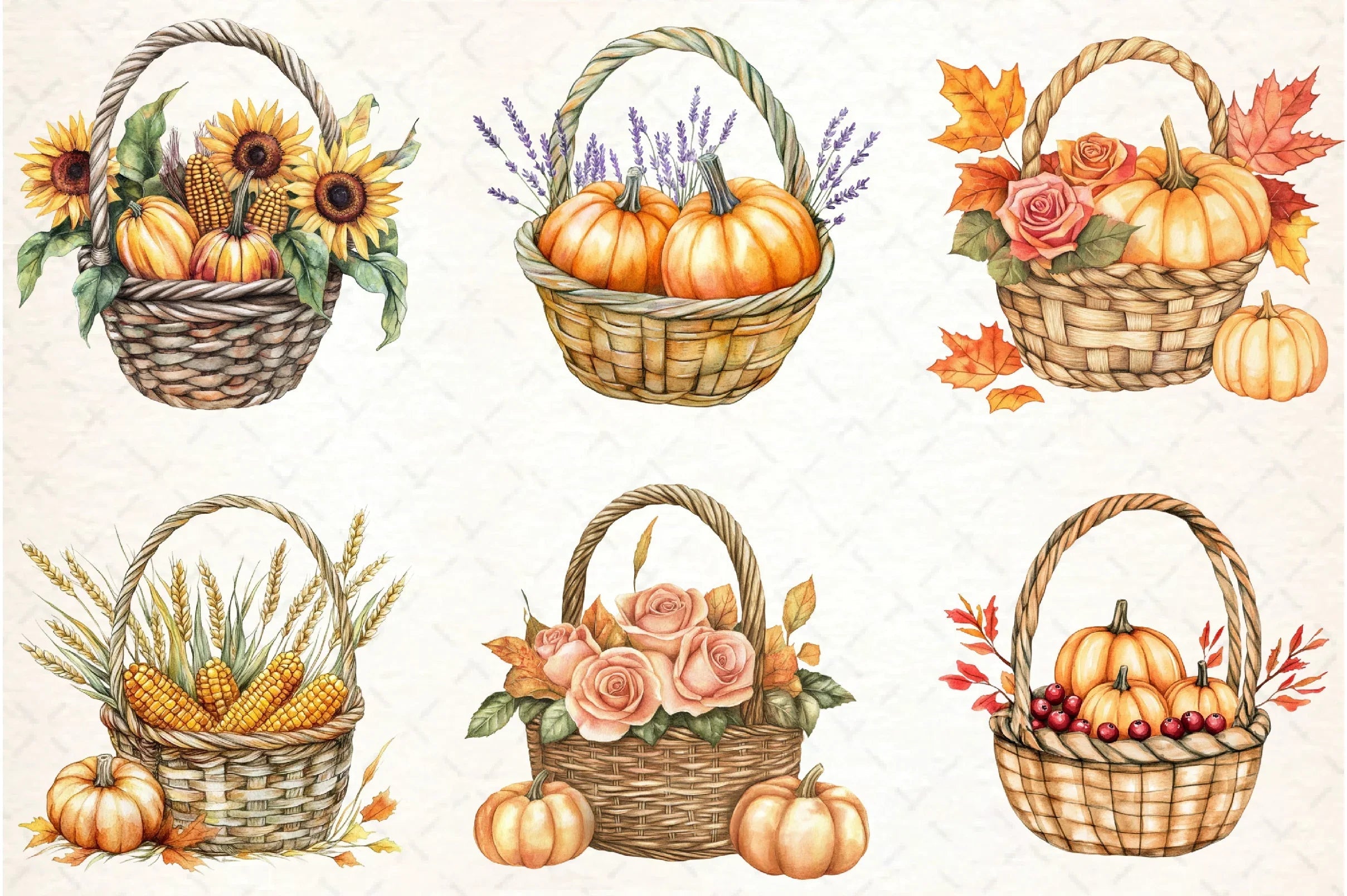 Harvest Basket Thanksgiving Clipart Bundle - CraftNest - Digital Crafting and Art