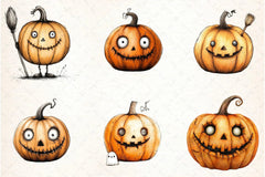 Quirky Halloween Pumpkin Clipart Bundle - CraftNest - Digital Crafting and Art