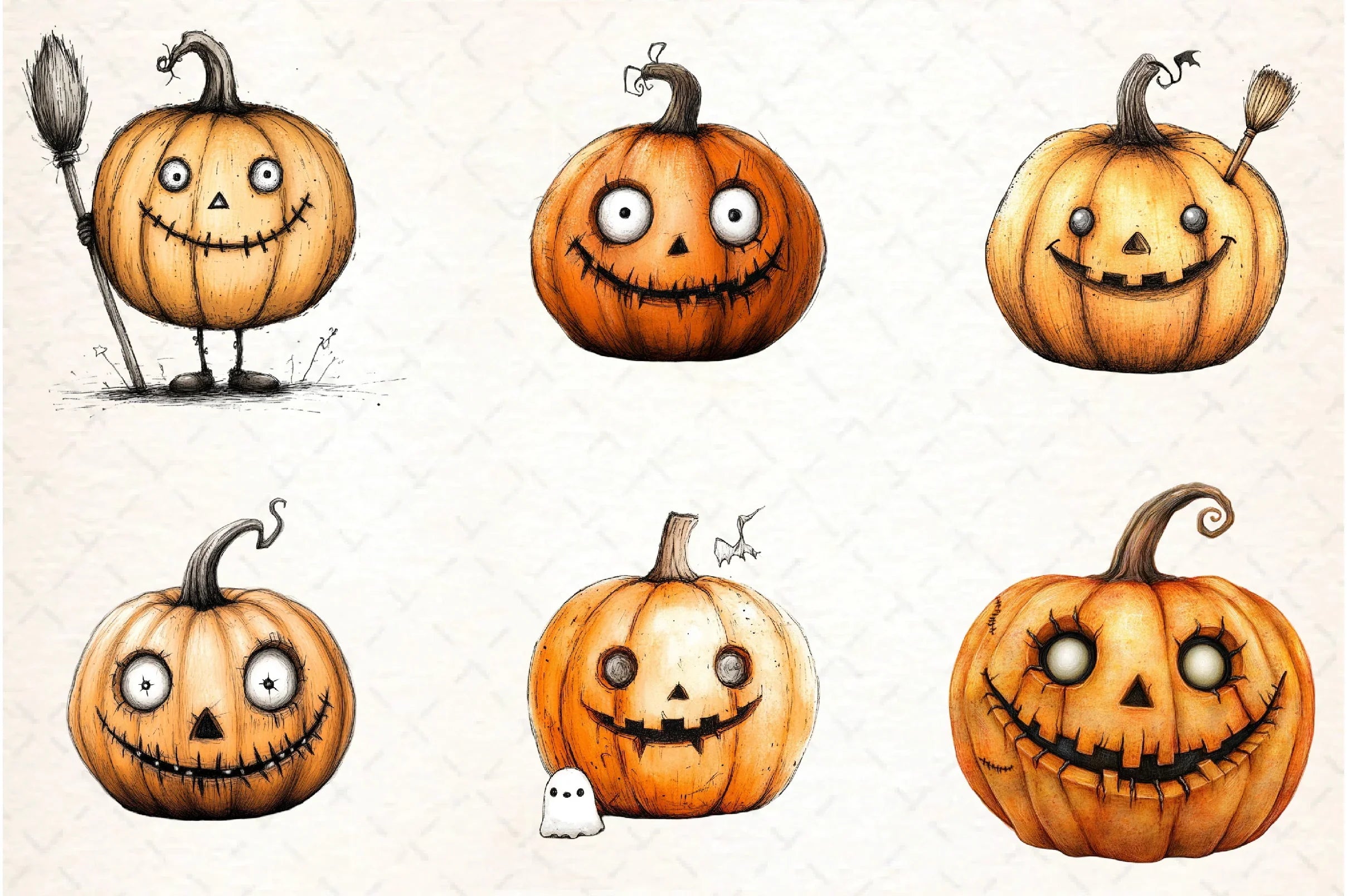 Quirky Halloween Pumpkin Clipart Bundle - CraftNest - Digital Crafting and Art