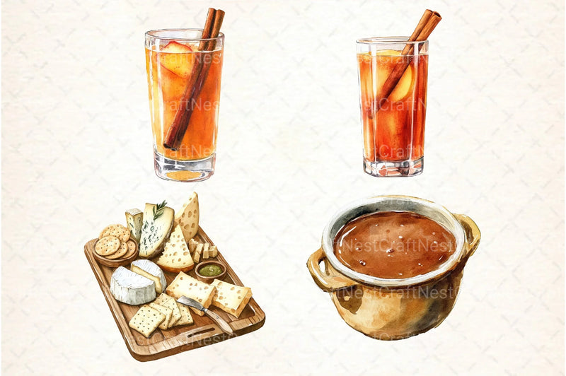 Rustic Thanksgiving Dinner Clipart Bundle - CraftNest - Digital Crafting and Art