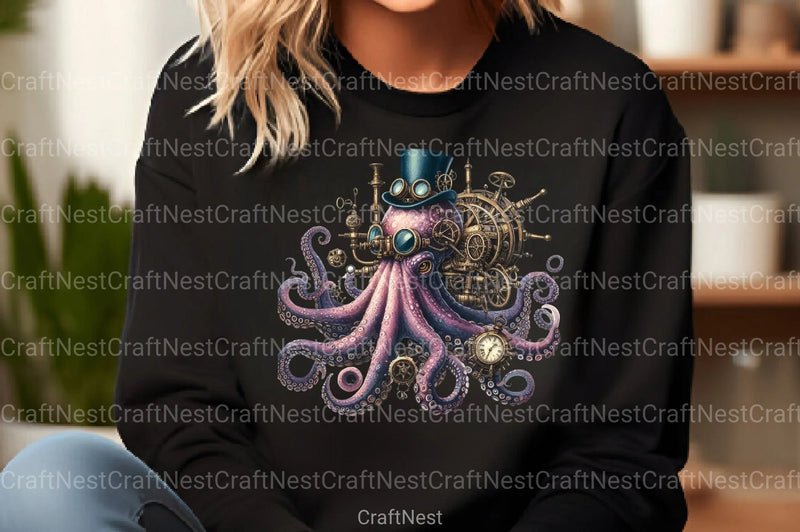 Steampunk Octopus Clipart Bundle - CraftNest - Digital Crafting and Art