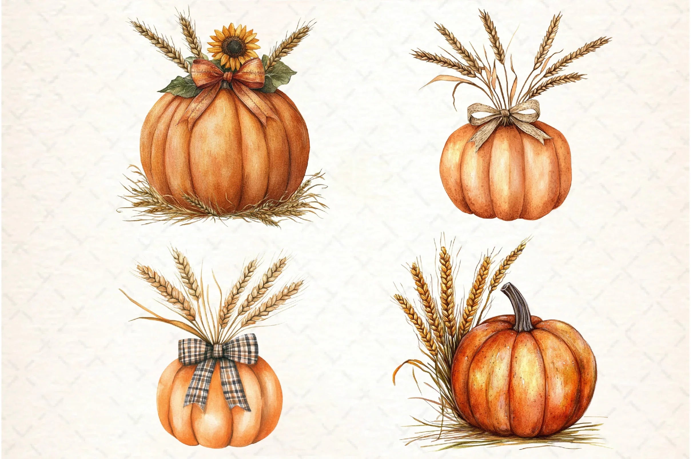 Thanksgiving Pumpkin and Wheat Clipart Bundle - CraftNest - Digital Crafting and Art