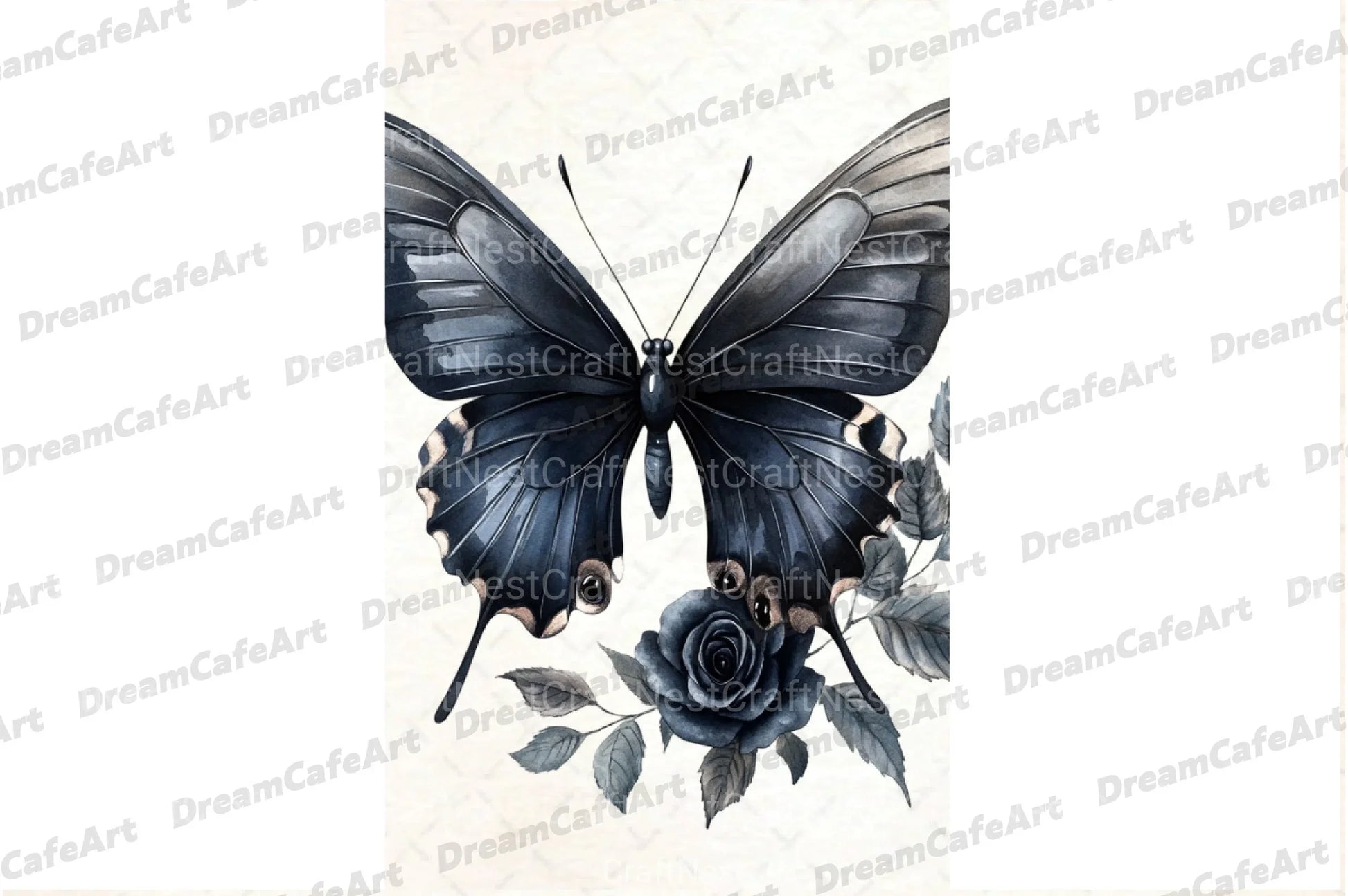 Black and White Butterfly Flowers Clipart Bundle - CraftNest - Digital Crafting and Art