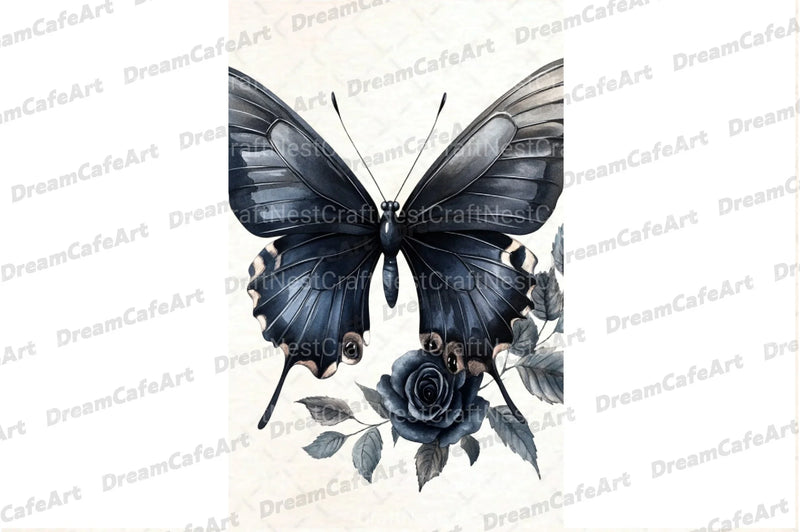 Black and White Butterfly Flowers Clipart Bundle - CraftNest - Digital Crafting and Art