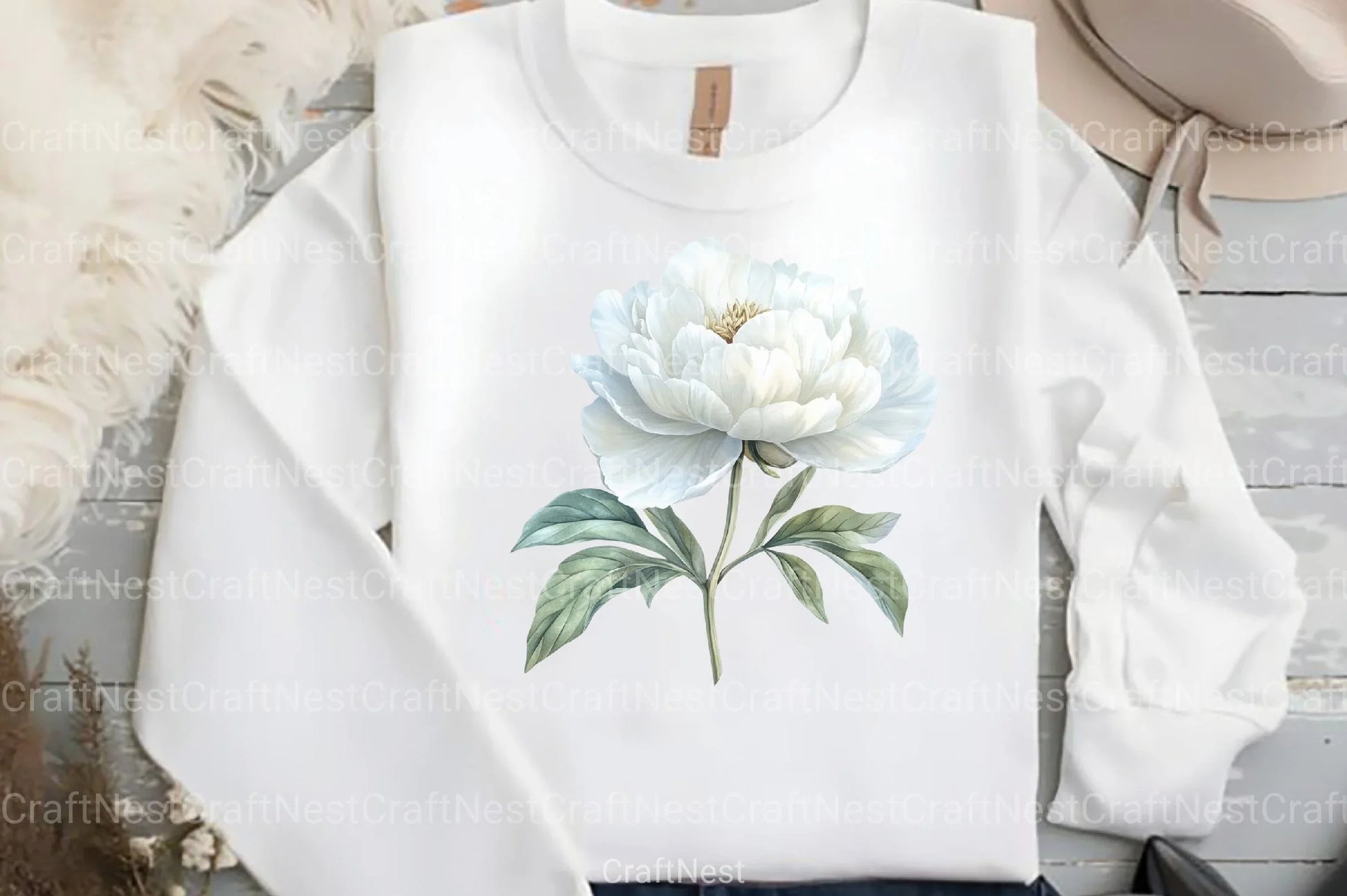 White Peony Flowers Clipart Bundle - CraftNest - Digital Crafting and Art