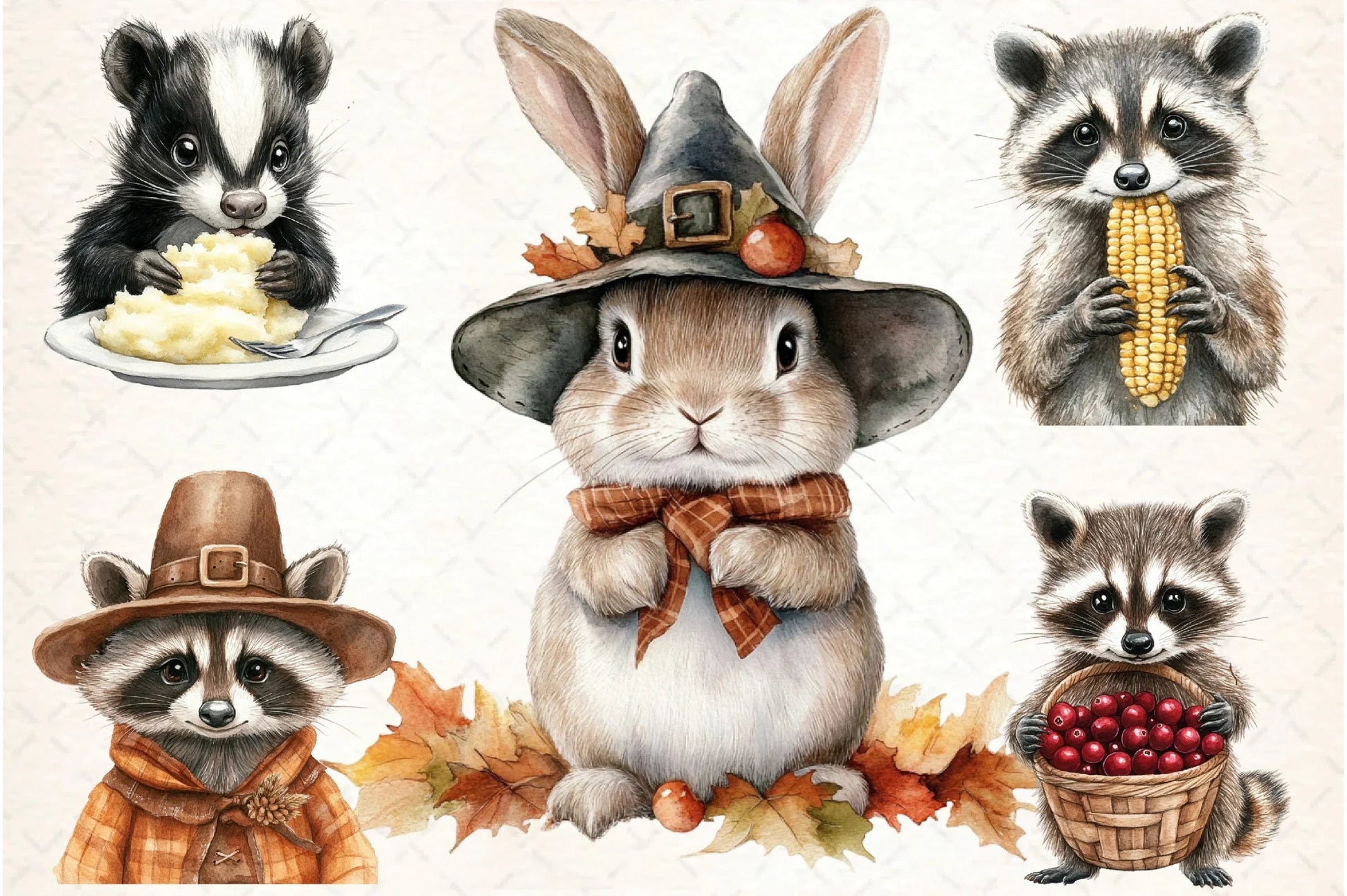 Woodland Animals Thanksgiving Clipart Bundle - CraftNest - Digital Crafting and Art