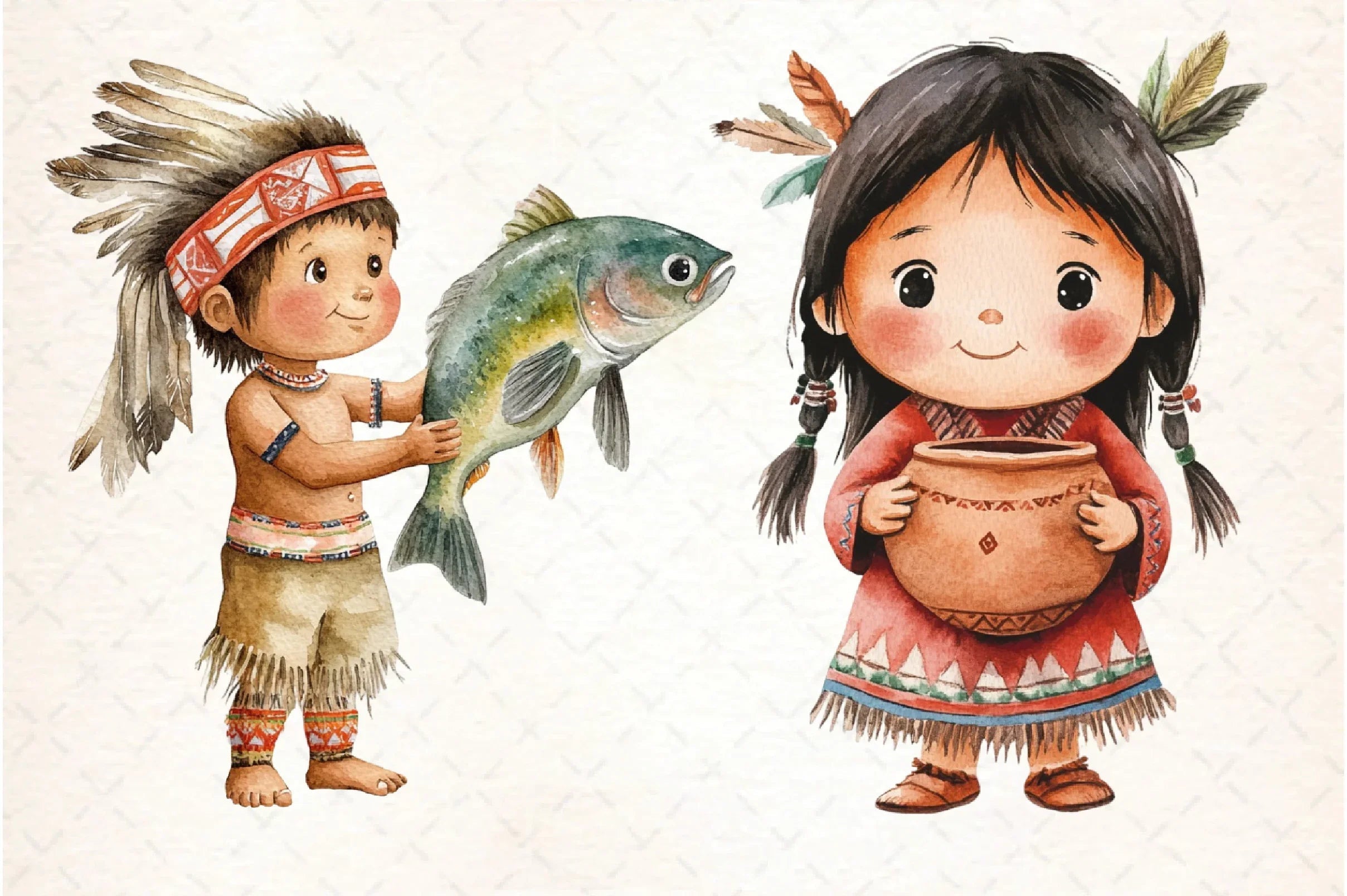 Pilgrim and Native American Characters Clipart Bundle - CraftNest - Digital Crafting and Art