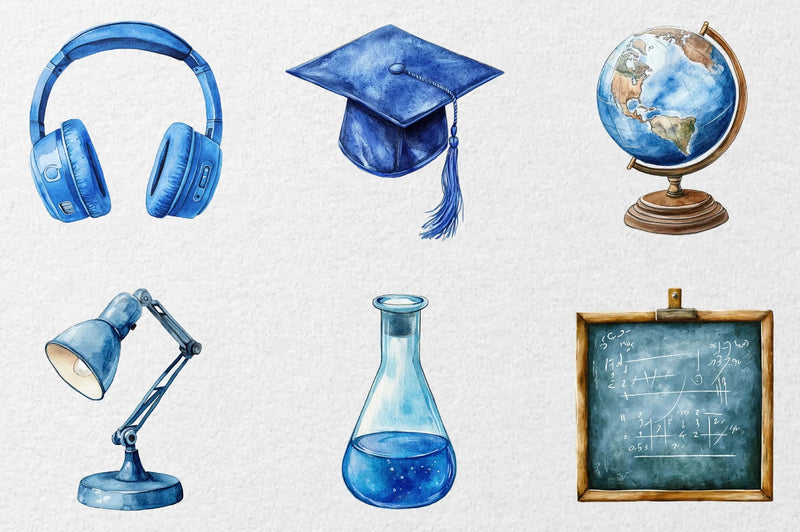 Blue School Clipart Bundle - CraftNest - Digital Crafting and Art