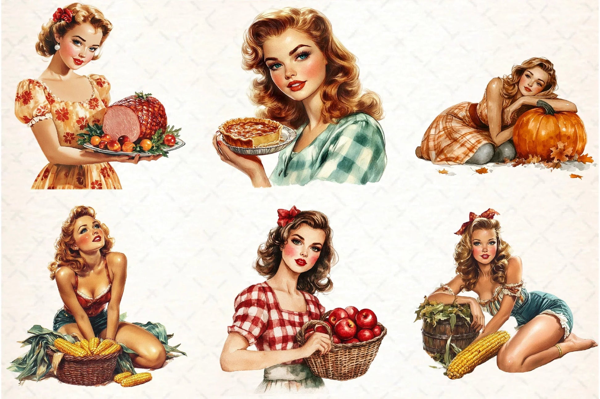 Thanksgiving Pin-Up Girl Clipart Bundle - CraftNest - Digital Crafting and Art