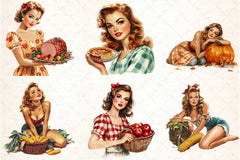 Thanksgiving Pin-Up Girl Clipart Bundle - CraftNest - Digital Crafting and Art