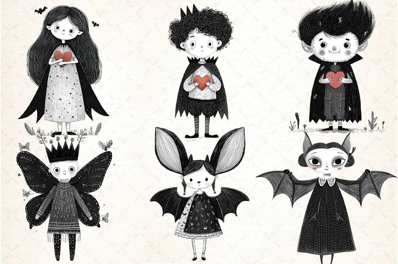 Whimsical Gothic Vampire Dolls Clipart Bundle - CraftNest - Digital Crafting and Art