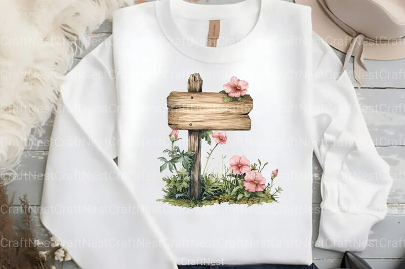 Wooden Garden Sign Clipart Bundle - CraftNest - Digital Crafting and Art