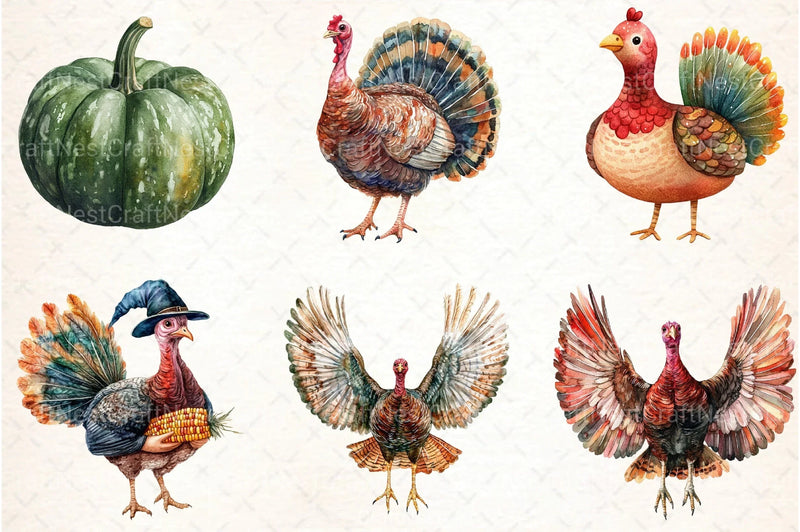 Thanksgiving Turkey and Pumpkin Clipart Bundle - CraftNest - Digital Crafting and Art