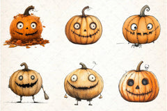 Quirky Halloween Pumpkin Clipart Bundle - CraftNest - Digital Crafting and Art