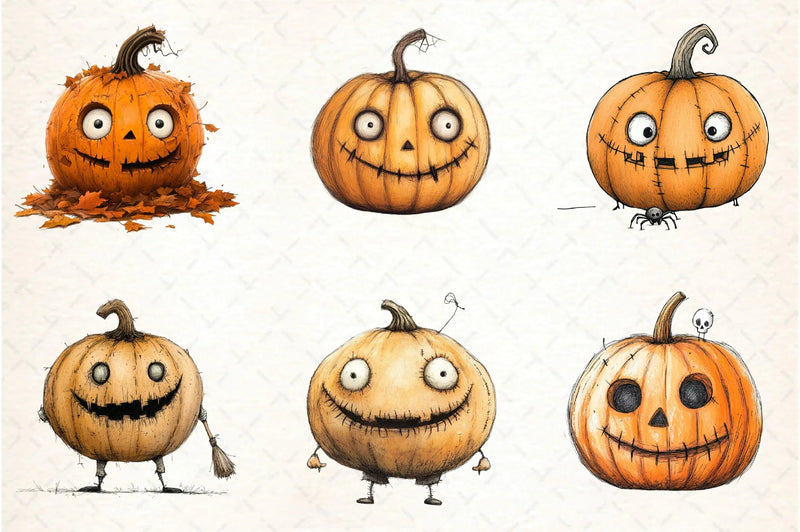 Quirky Halloween Pumpkin Clipart Bundle - CraftNest - Digital Crafting and Art
