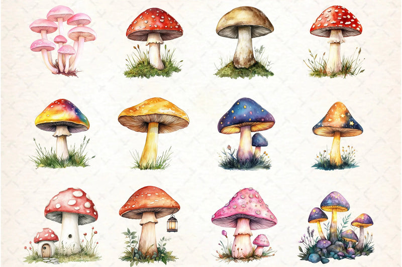 Mushrooms Clipart Bundle - CraftNest - Digital Crafting and Art
