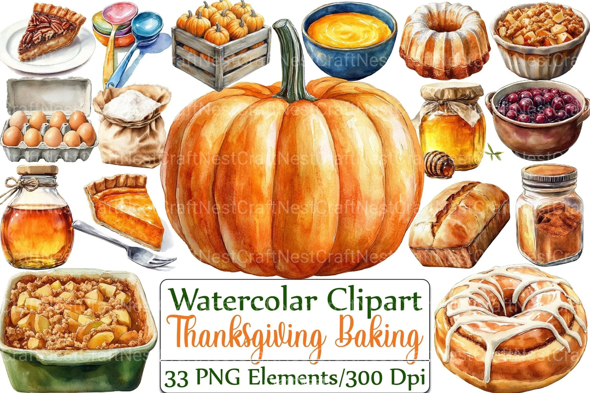 Thanksgiving Baking Clipart Bundle - CraftNest - Digital Crafting and Art