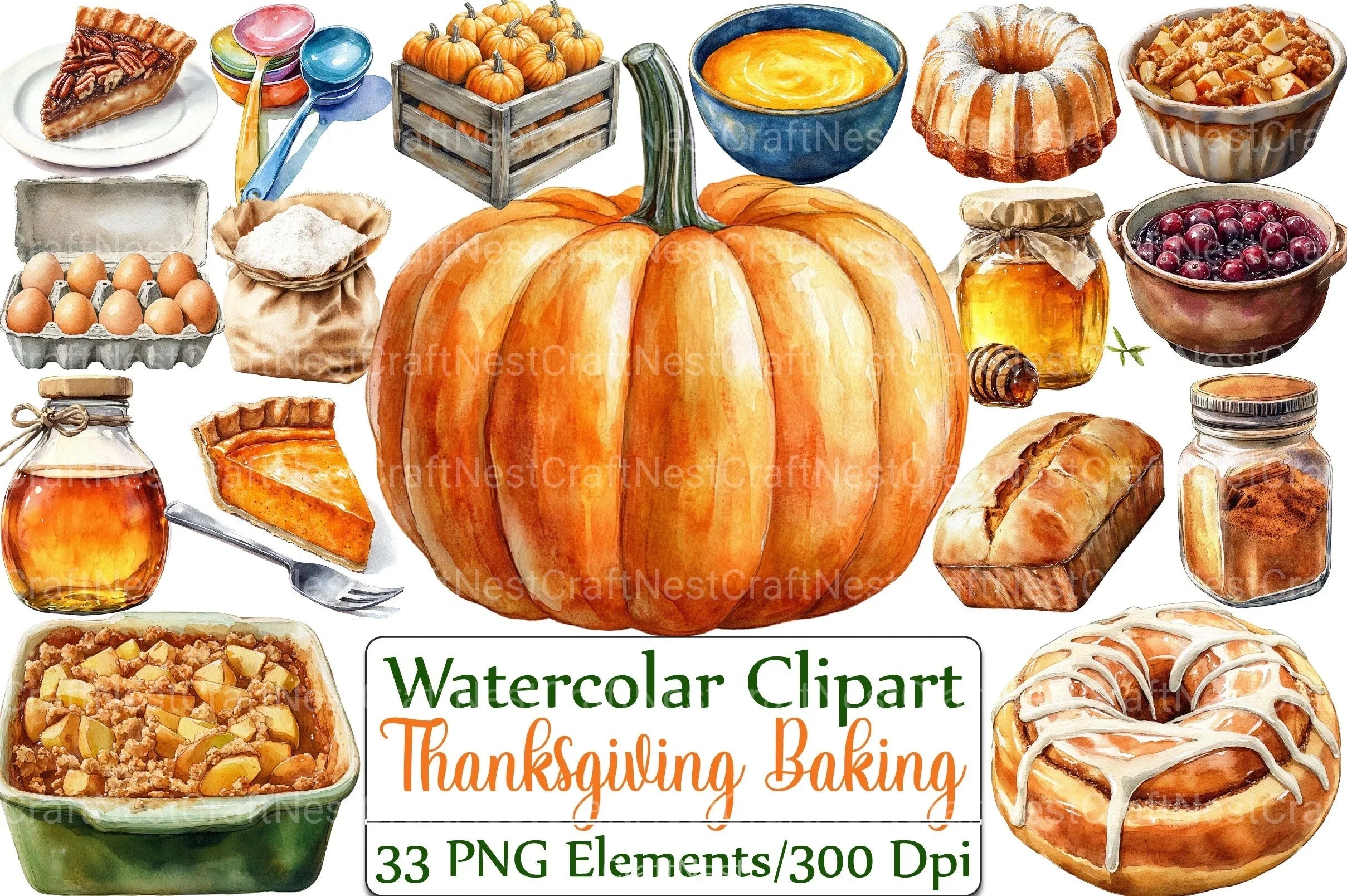 Thanksgiving Baking Clipart Bundle - CraftNest - Digital Crafting and Art