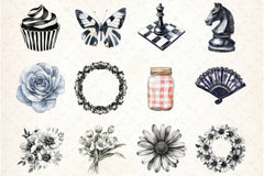 Black and White Clipart Bundle - CraftNest - Digital Crafting and Art