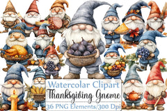 Thanksgiving Gnome Clipart Bundle - CraftNest - Digital Crafting and Art